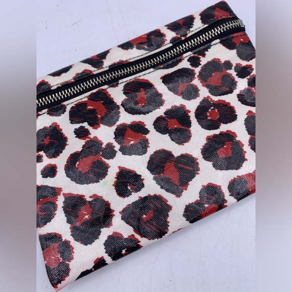 Brighton Leopard Animal Print Mini Makeup Bag 7.5 x 5.5 Red White Black Wrislet - Picture 3 of 9